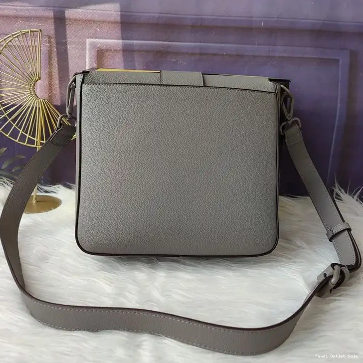 Affordable Medium Grey Messenger Leather Fendi In Romano Baguette Cuoio 0610
